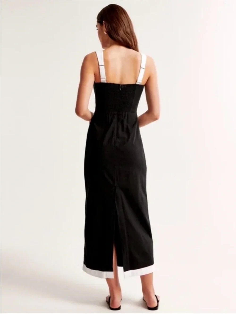 NWT Abercrombie & Fitch Linen-Blend Squareneck Column Midi Dress